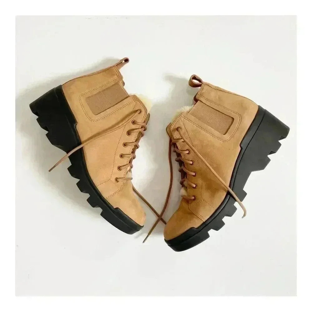NEW Eileen Fisher Shearling Tumbled Leather Hiker Boot size 8 - Picture 3 of 11